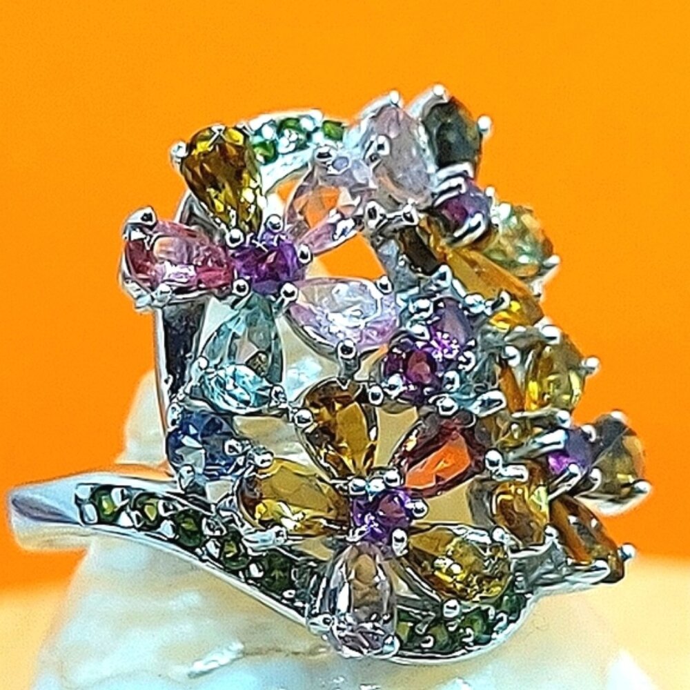 Natural Tourmaline Chrome Diopside  Rhodolite 925‎ Sterling Silver